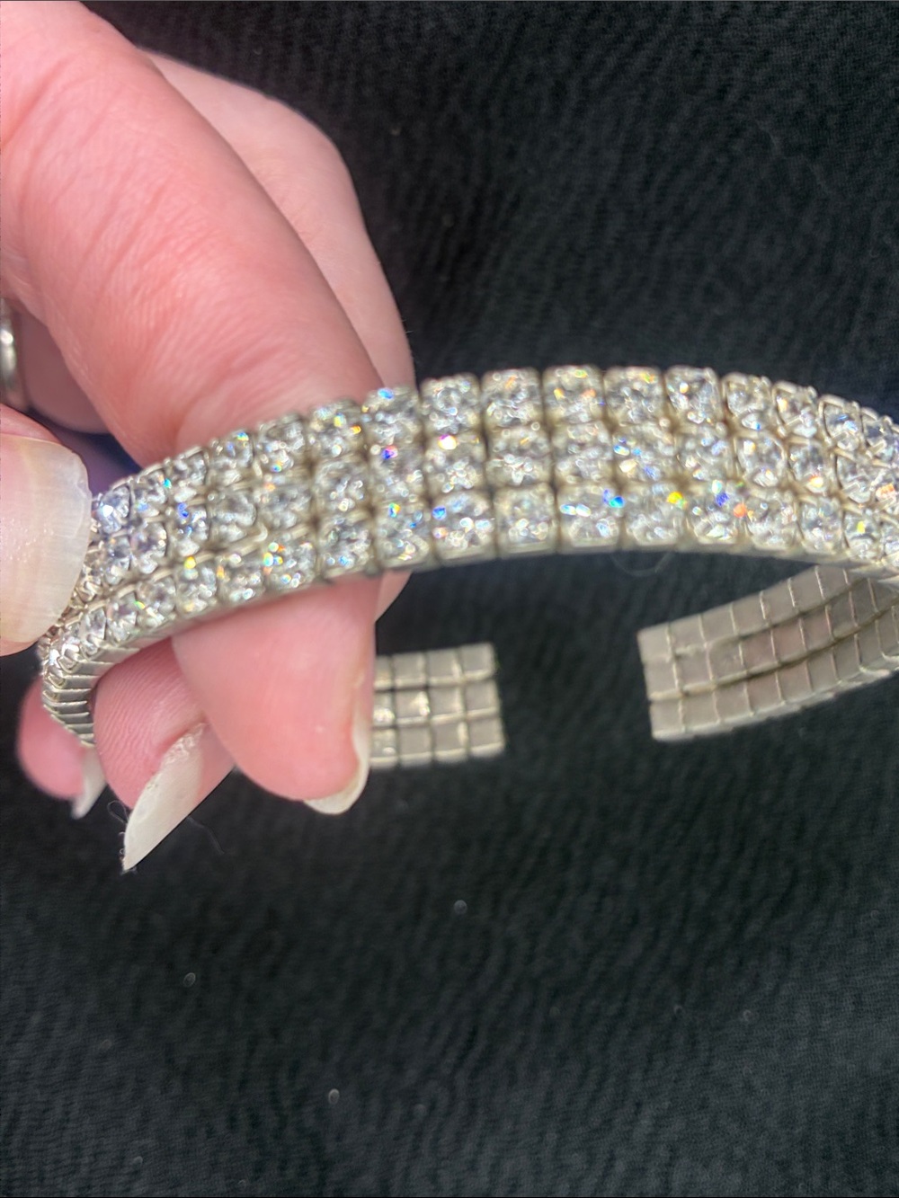 Crystal Pavé Cuff Bracelet - Silver Tone